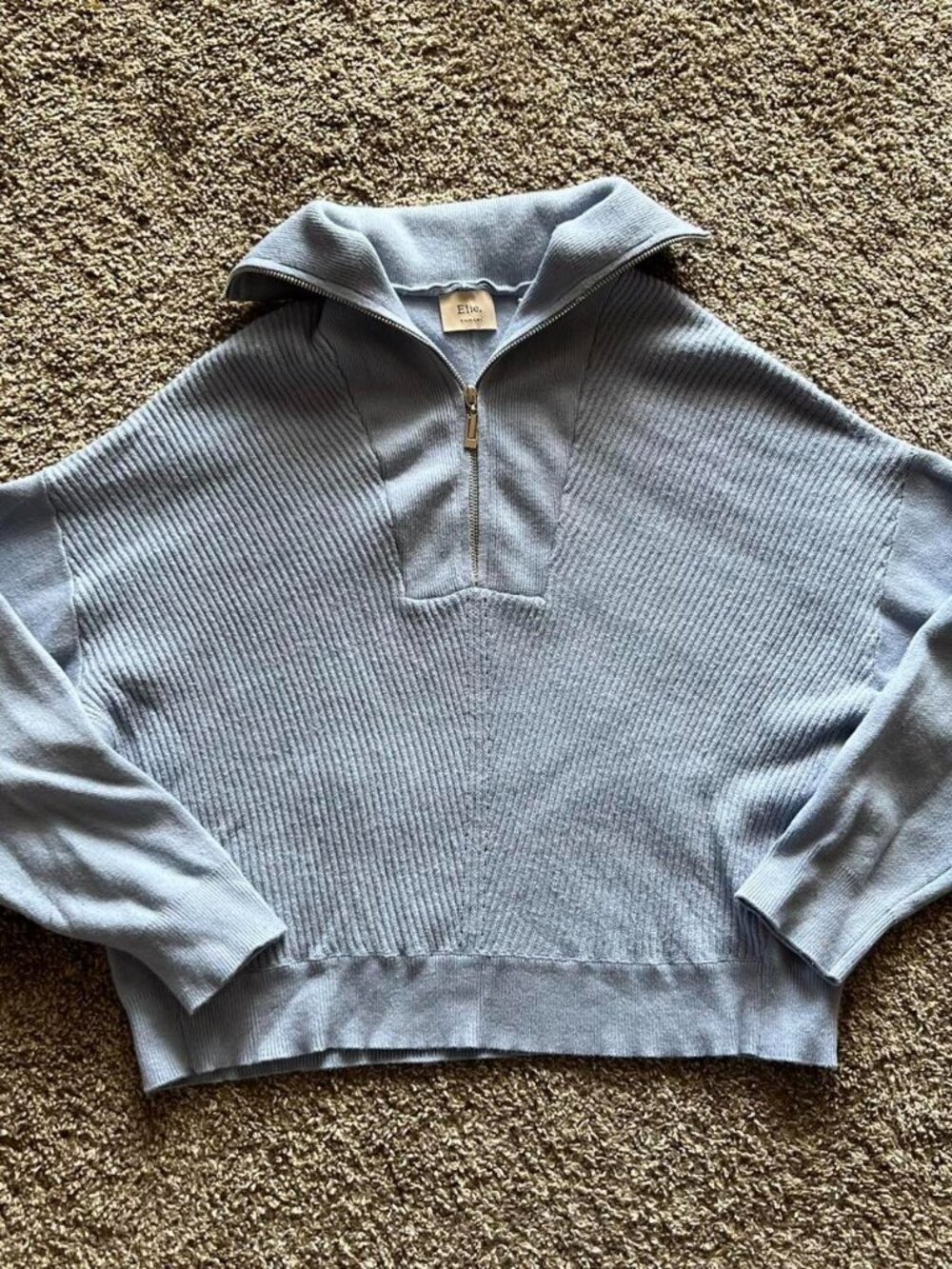 Eli Tahari Blue 1/4 Zip Sweater
